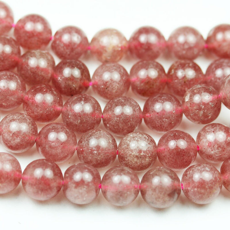 Natural Strawberry Quartz,10mm Round Natural  Gemstone Strands, 16 inch , 1mm hole, about 40 beads