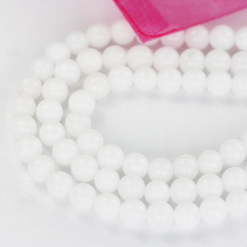 White Jade, 8mm Round Gemstone Beads Strand ,One full strand , hole 1mm, 16 inch, about 50beads