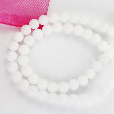 White Jade, 8mm Round Gemstone Beads Strand ,One full strand , hole 1mm, 16 inch, about 50beads