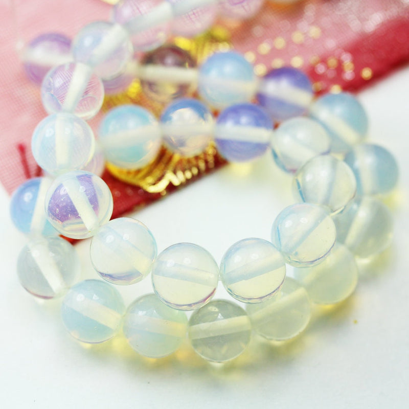 White Opalite, 8mm Round Gemstone Beads, One Full strand Beads,16", about 50 beads