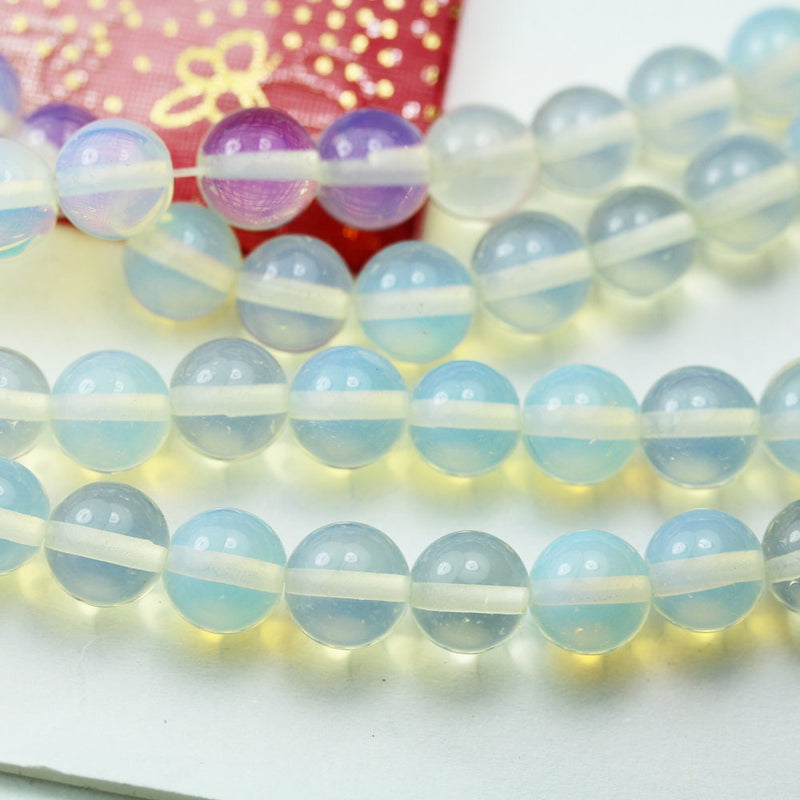 White Opalite, 8mm Round Gemstone Beads, One Full strand Beads,16", about 50 beads