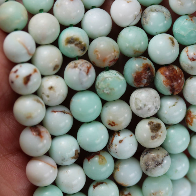 Natural Green Opal , 8mm Round Gemstone Beads ,15.5 ", 1mm hole, about 50beads