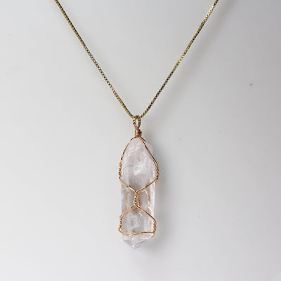 2pcs Clear Quartz Nugget Gemstone, Gold Plated Wire Wrapped Pendant, 13-17mm Width*40-50mm Length