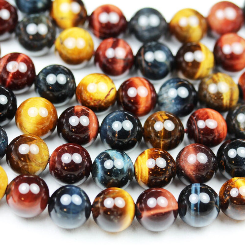 Tiger eye,8mm three Color round Gemstone, One full strand , hole 1mm,16", about 46 beads