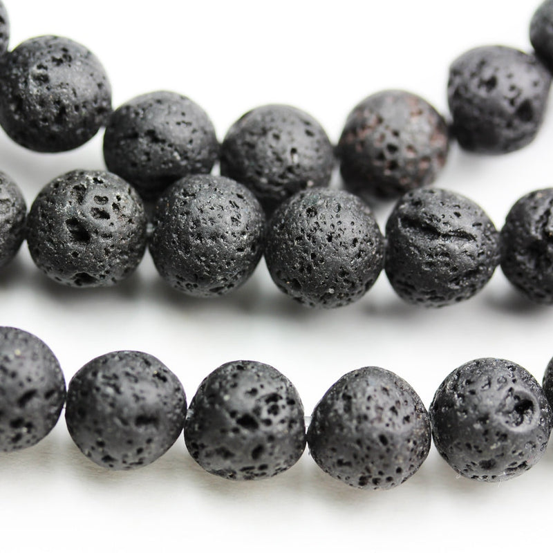 Black Lava Rock,8mm Round Natural Gemstone Beads,One Full, Mala Beads, Black Color