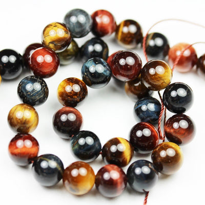 Tiger eye,8mm three Color round Gemstone, One full strand , hole 1mm,16", about 46 beads