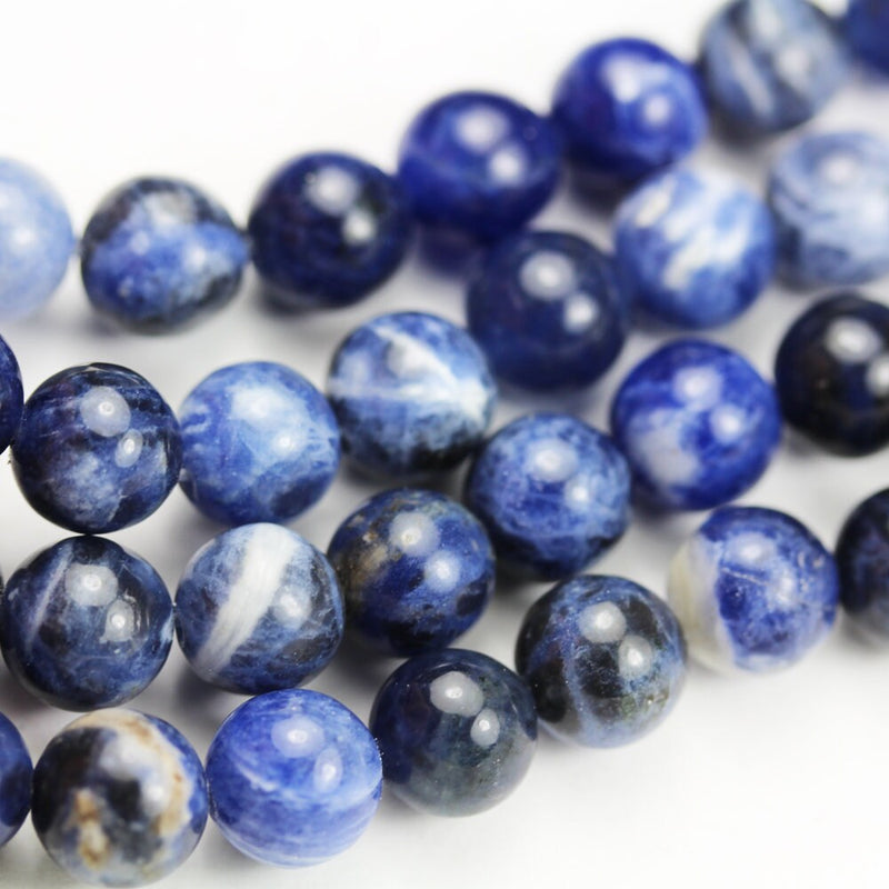 Sodalite, 8mm Round Natural  Beads Gemstone Strand, One full strand , about 50 beads