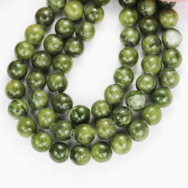 Green Jade, 8mm Green Round Gemstone Strand, 15.5 inch , about 50 beads , 1mm hole