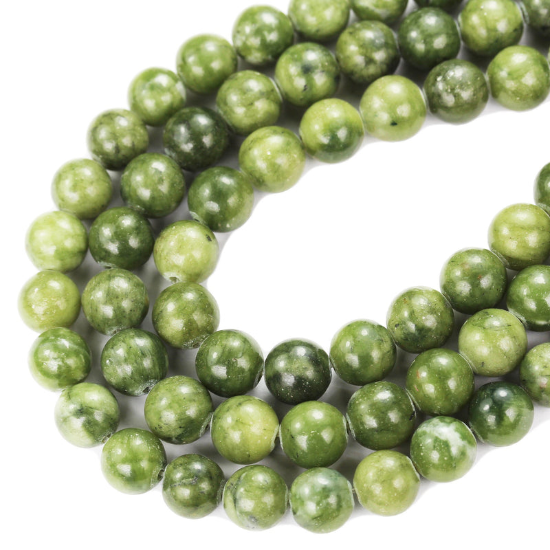 Green Jade, 8mm Green Round Gemstone Strand, 15.5 inch , about 50 beads , 1mm hole