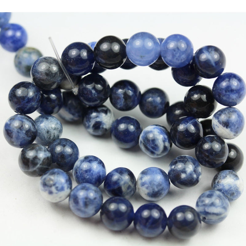 Sodalite, 8mm Round Natural  Beads Gemstone Strand, One full strand , about 50 beads