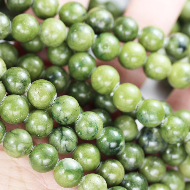 Green Jade, 8mm Green Round Gemstone Strand, 15.5 inch , about 50 beads , 1mm hole