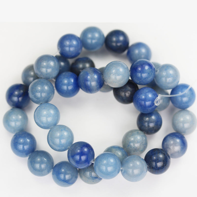 Natural Blue Aventurine, 10mm Round Gemstone Strand, 40 beads, 15.5inch, 1mm hole