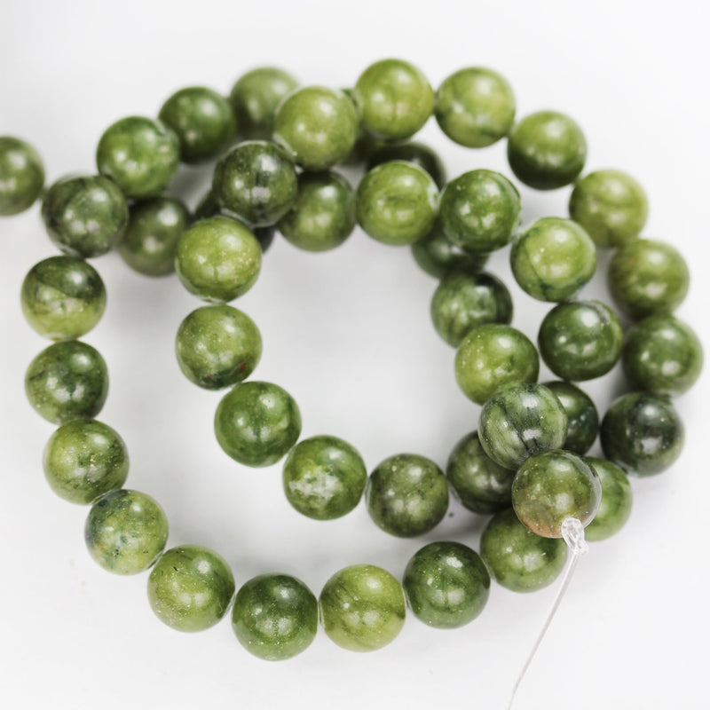 Green Jade, 8mm Green Round Gemstone Strand, 15.5 inch , about 50 beads , 1mm hole