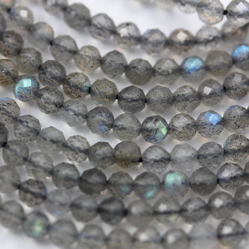 labradorite  3mm Faceted Round Gemstone Strand, 15.5inch , about130 beads , 0.6mm hole