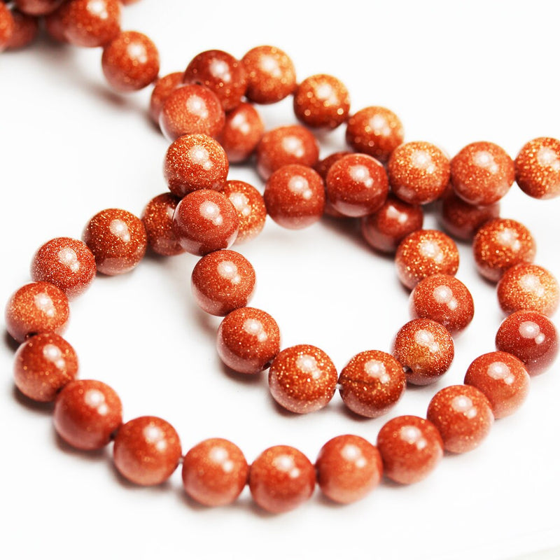 Goldstone, 6mm Round Gemstone, One full strand 16", hole 1mm, 65 beads