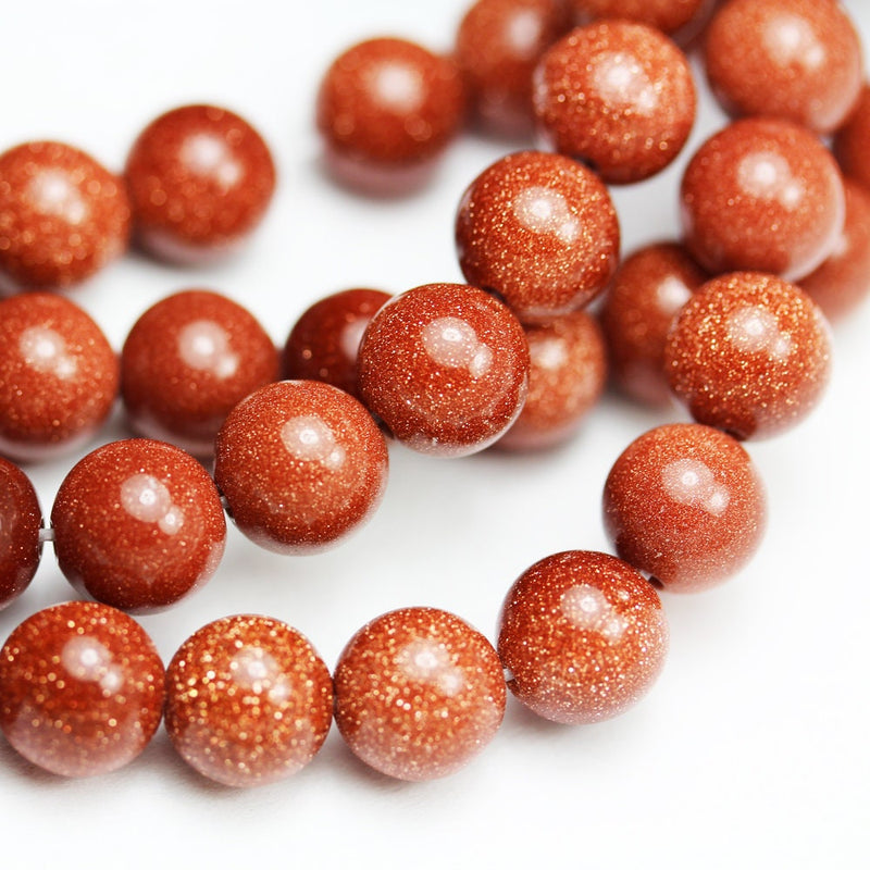 Goldstone, 6mm Round Gemstone, One full strand 16", hole 1mm, 65 beads