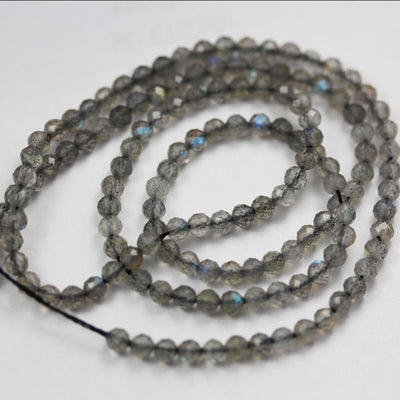 labradorite  3mm Faceted Round Gemstone Strand, 15.5inch , about130 beads , 0.6mm hole