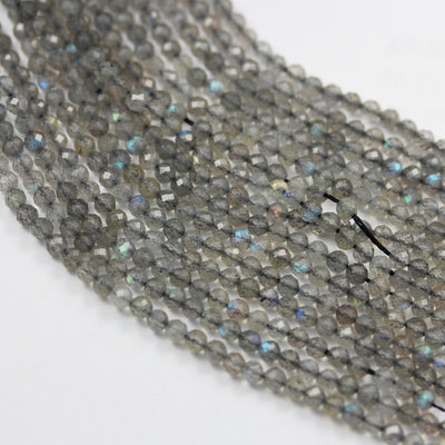 labradorite  3mm Faceted Round Gemstone Strand, 15.5inch , about130 beads , 0.6mm hole