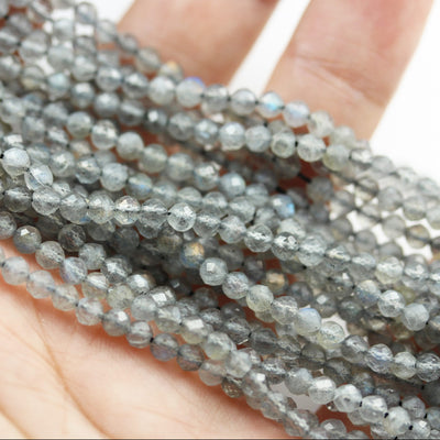 labradorite  3mm Faceted Round Gemstone Strand, 15.5inch , about130 beads , 0.6mm hole