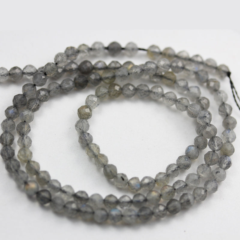 labradorite  3mm Faceted Round Gemstone Strand, 15.5inch , about130 beads , 0.6mm hole