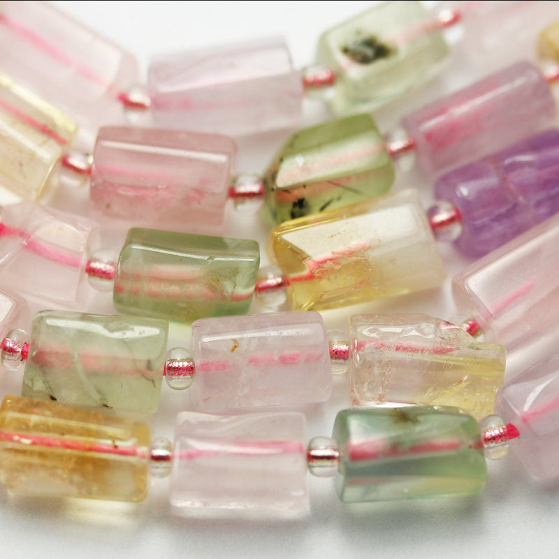 Natural Mixed Gemstone ,8*12mm Faceted Tube Gemstone Strand, 15.5 inch, 1mm hole, about30 beads