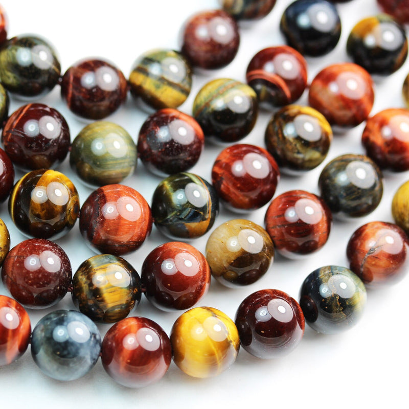 Tiger eye, 10mm three Color round Gemstone,One full strand , hole 1mm,16", about 40 beads