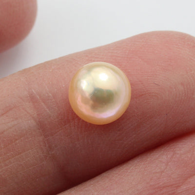 Freshwater Pearl, 8-9mm AAA Half Drilled Rose Button Round Pearl Studs , for Making earring/Ring , hole 1mm