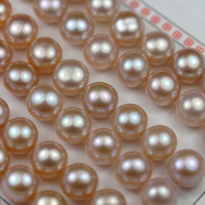 Freshwater Pearl, 1 pair 8-9mm AAA Half Drilled Rose Button Round Pearl Studs, for Making earring/Ring , hole 1mm