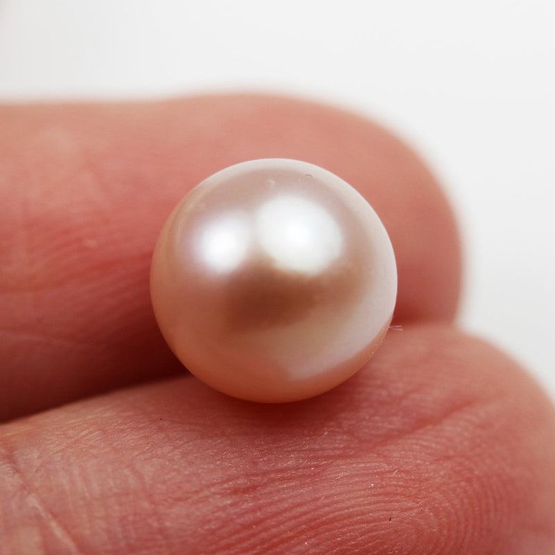 Freshwater Pearl, 1 pair 8-9mm AAA Half Drilled Rose Button Round Pearl Studs, for Making earring/Ring , hole 1mm