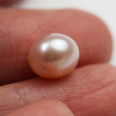 Freshwater Pearl, 1 pair 8-9mm AAA Half Drilled Rose Button Round Pearl Studs, for Making earring/Ring , hole 1mm