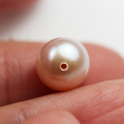 Freshwater Pearl, 1 pair 8-9mm AAA Half Drilled Rose Button Round Pearl Studs, for Making earring/Ring , hole 1mm