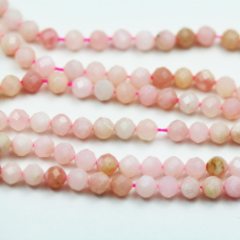 Pink Opal,2.6mm Faceted Round Gemstone Strand, 15.5inch , about130 beads , 0.6mm hole