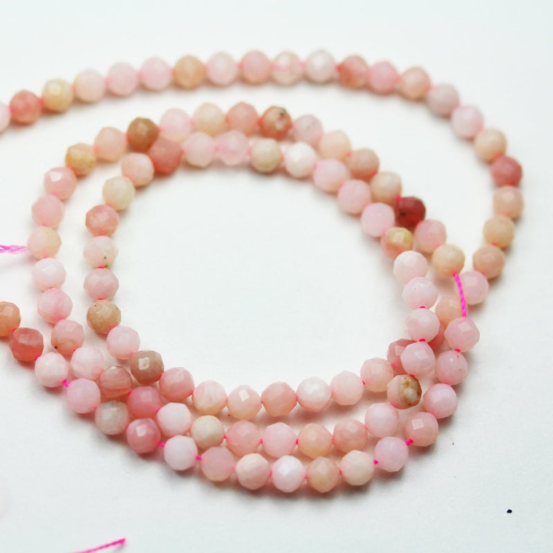 Pink Opal,2.6mm Faceted Round Gemstone Strand, 15.5inch , about130 beads , 0.6mm hole