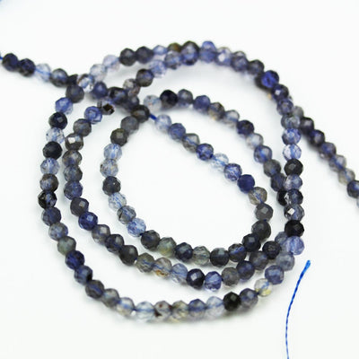 Iolite,Natural gemstone 3.5mm Faceted Round One full strand about 140beads, hole0.6mm,16"