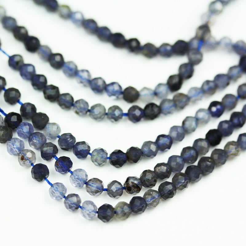 Iolite,Natural gemstone 3.5mm Faceted Round One full strand about 140beads, hole0.6mm,16"