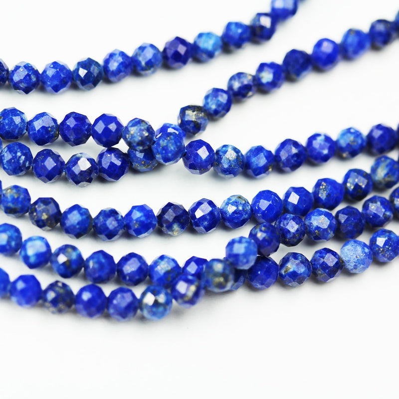 Lapis Lazuli,3mm Natural Gemstone Faceted Rondelle, One full strand, about 120beads,16", 0.6mm hole