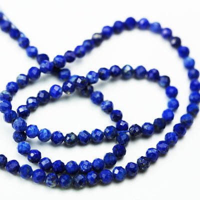 Lapis Lazuli,3mm Natural Gemstone Faceted Rondelle, One full strand, about 120beads,16", 0.6mm hole