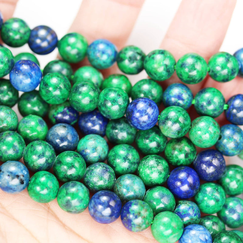 Azurite , 8mm Round  Gemstone Beads Strand, One full strand  hole 1mm, 16 inch