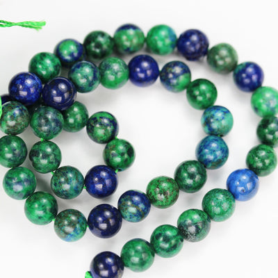 Azurite , 8mm Round  Gemstone Beads Strand, One full strand  hole 1mm, 16 inch