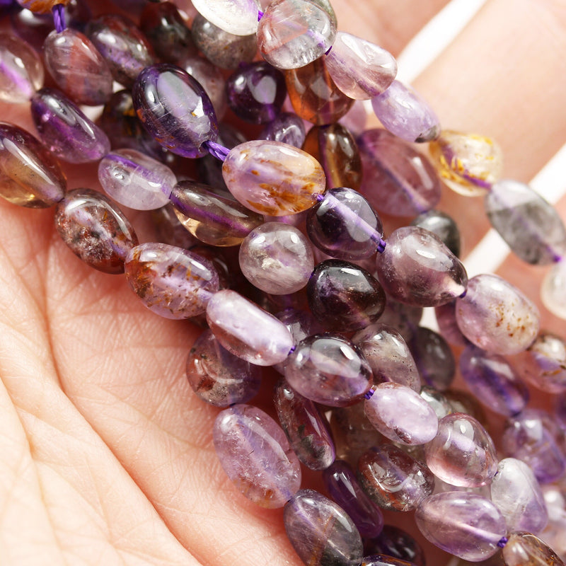 Natural 8*10mm Super Seven Gemstone Beads, Center drilled Nugget Shape, 16 Inch, about 45beads