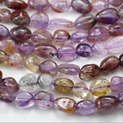 Natural 8*10mm Super Seven Gemstone Beads, Center drilled Nugget Shape, 16 Inch, about 45beads