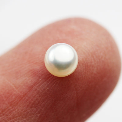 Freshwater Pearl, 3-4mm AAA Half Drilled ,White Color Button Round Pearl Studs , for Making earring/Ring , hole 1mm