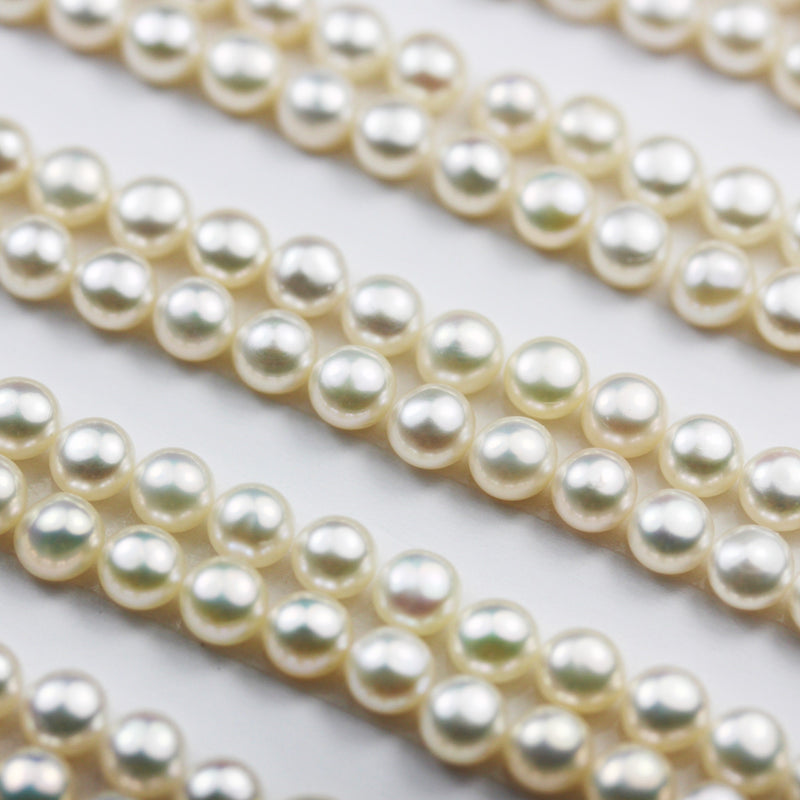 Freshwater Pearl, 3-4mm AAA Half Drilled ,White Color Button Round Pearl Studs , for Making earring/Ring , hole 1mm