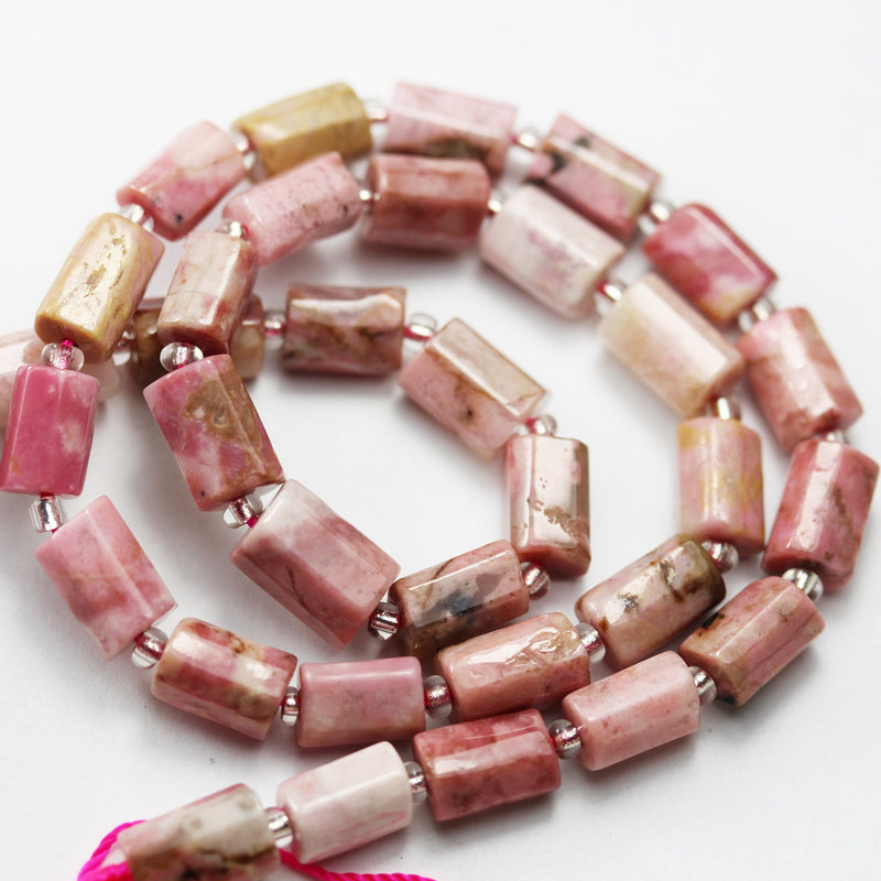 Natural Rhodonite, 10*7mm Tube gemstone ,One full strand Natural Gemstone, 15.5", about 34 beads, 1mm hole