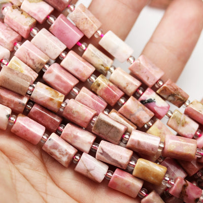 Natural Rhodonite, 10*7mm Tube gemstone ,One full strand Natural Gemstone, 15.5", about 34 beads, 1mm hole