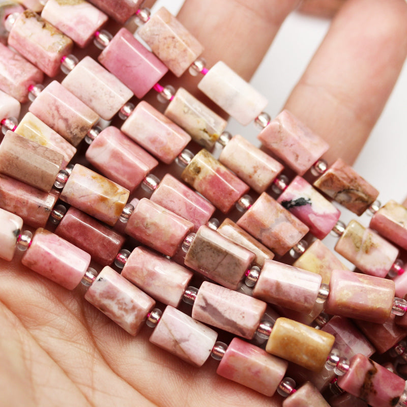 Natural Rhodonite, 10*7mm Tube gemstone ,One full strand Natural Gemstone, 15.5", about 34 beads, 1mm hole