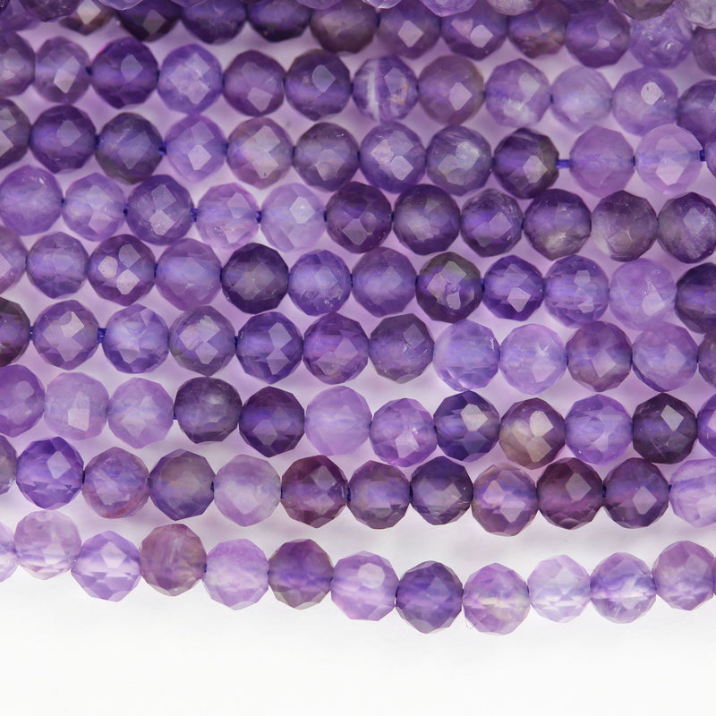 Amethyst,3mm Faceted Round, One full strand Gemstone Beads, Round Shape ,0.6mm hole, 16", about 150beds