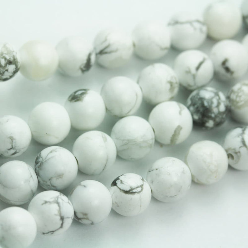 White Howlite,6mm Round Natural Gemstone Beads, One full strand , 16", 1mm hole, 65 beads