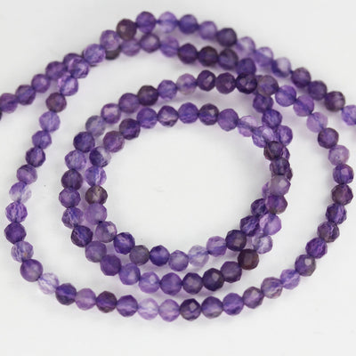 Amethyst,3mm Faceted Round, One full strand Gemstone Beads, Round Shape ,0.6mm hole, 16", about 150beds