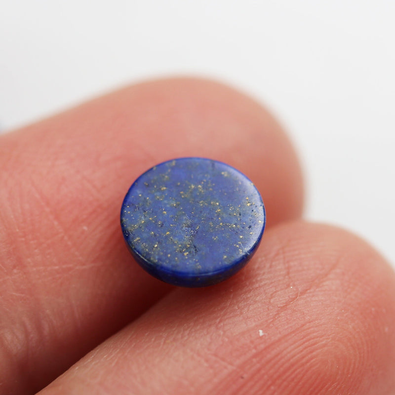 2pcs Natural Lapis Lazuli Cabochon Gemstone Beads, Blue 8mm Round Cabs, 4.5mm thick